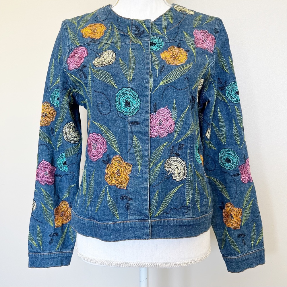 Ann Trinity | Vintage 90s Y2K Linen Blend Floral Embroidered Jacket/Shacket | M